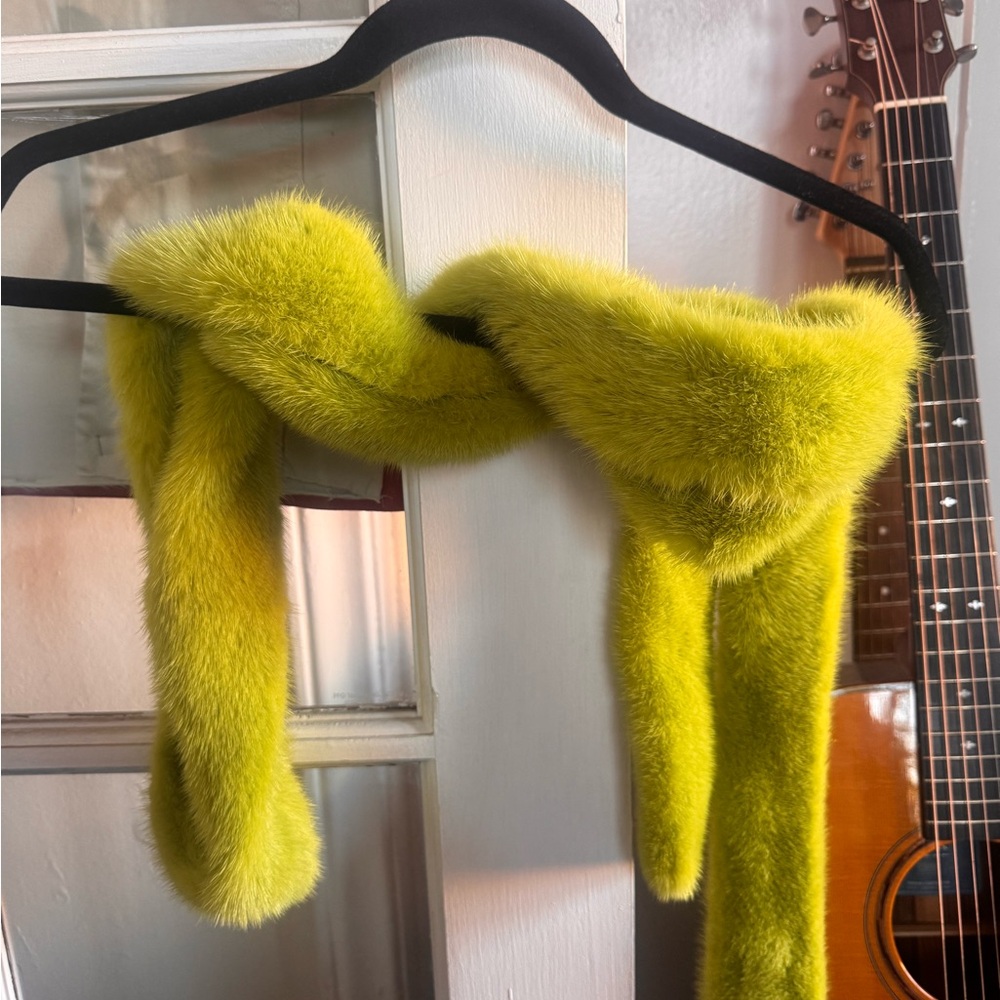 Lime Green Fur Scarf